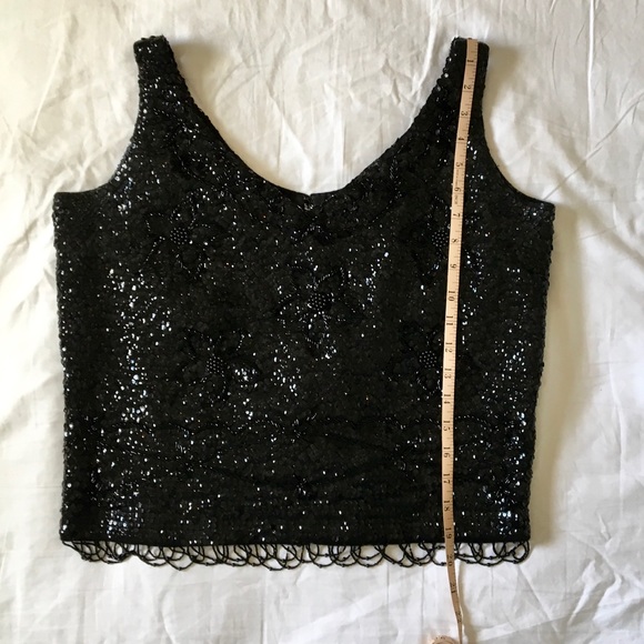 Vintage Black Beaded Sequin Evening Top size L - Picture 8 of 8